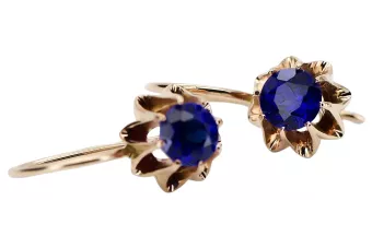 Rose pink 14k 585 gold sapphire earrings vec092 Vintage