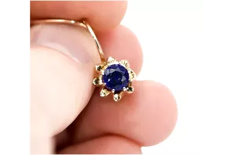 Rose pink 14k 585 gold sapphire earrings vec092 Vintage