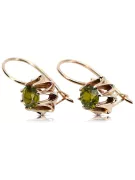 Rose pink 14k 585 gold peridot earrings vec092 Vintage Russian Soviet style