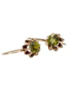 Rose pink 14k 585 gold peridot earrings vec092 Vintage Russian Soviet style