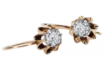 Rosa rosa 14k 585 oro zircon pendientes vec092 Estilo soviético ruso vintage