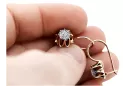 Rose pink 14k 585 gold zircon earrings vec092 Vintage Russian Soviet style