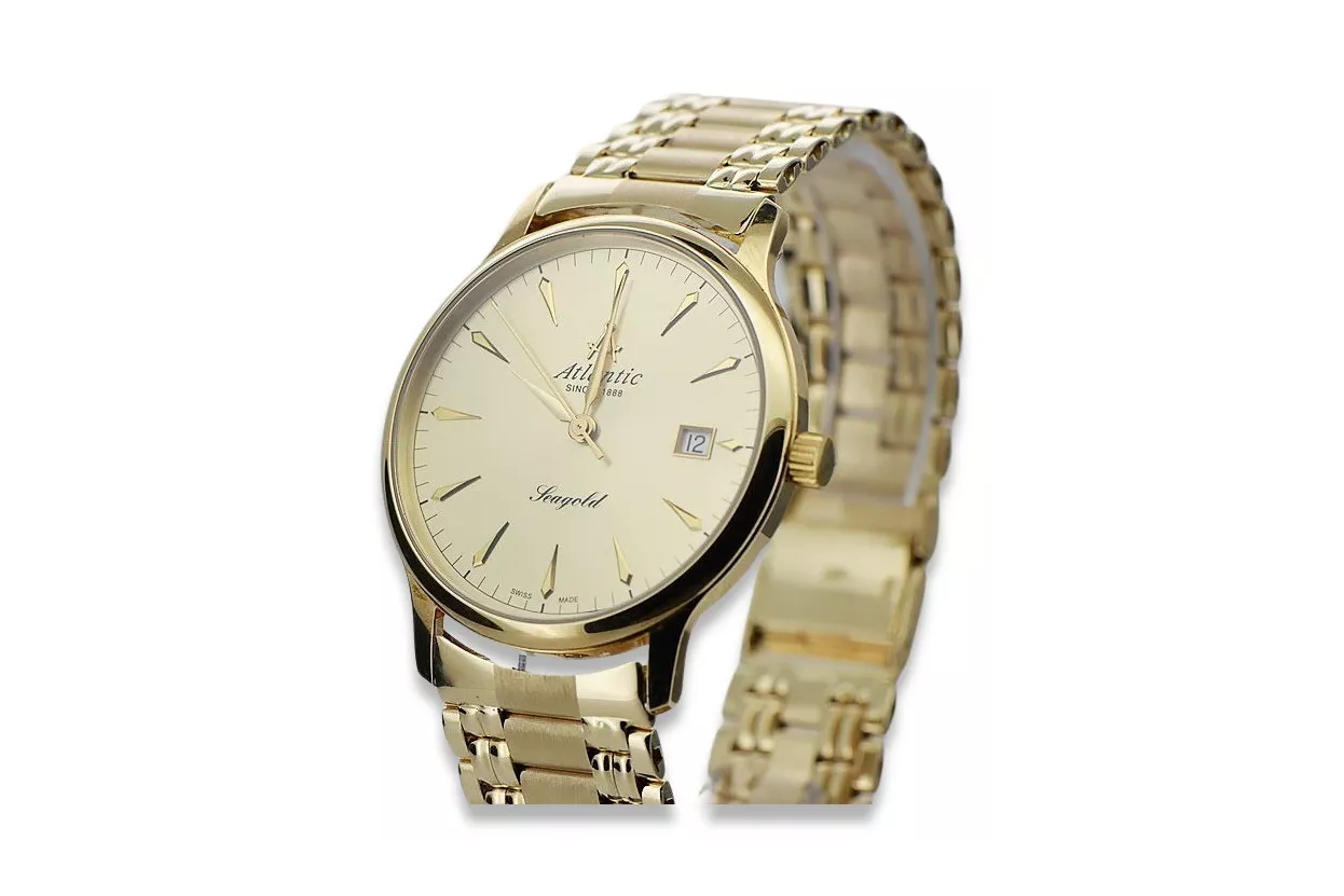 Gold men's watch Geneve ★ zlotychlopak.pl ★ Gold purity 585 333 Low Price!