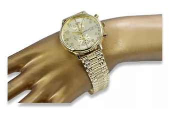 Жълт 14k 585 златен мъжки часовник Geneve mw005ydg&mbw006y18cm