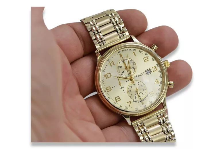 Reloj Geneve de hombre amarillo 14k 585 oro mw005ydg&mbw006y18cm