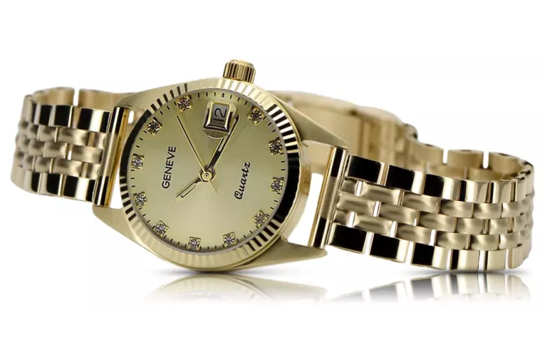 Gold men's watch Geneve ★ zlotychlopak.pl ★ Gold purity 585 333 Low Price!