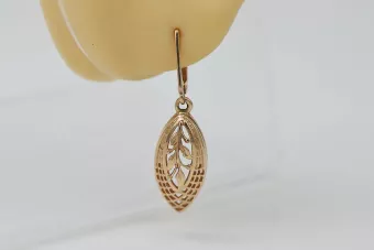 Rose rose russe soviétique 14k 585 or URSS Boucles d’oreilles vintage ven247