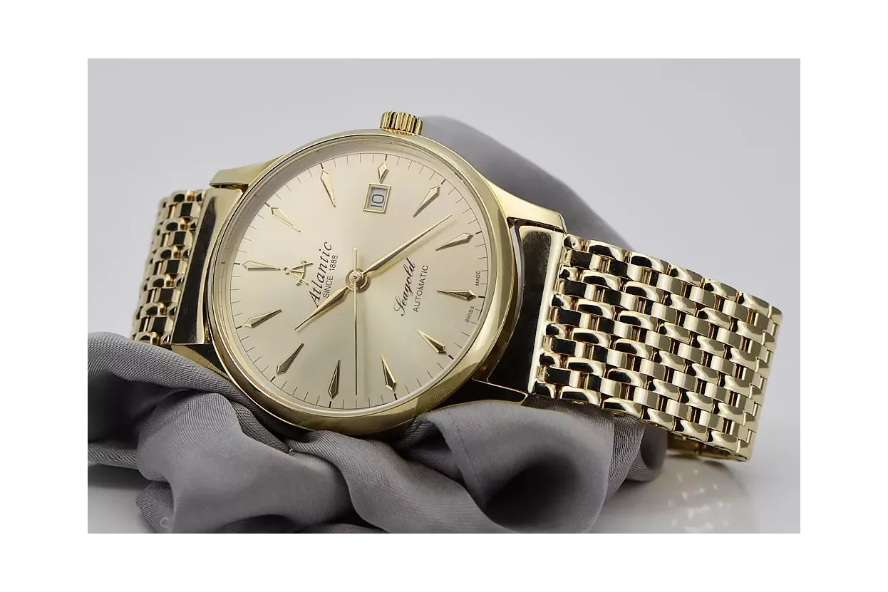 Gold men's watch Geneve ★ zlotychlopak.pl ★ Gold purity 585 333 Low Price!