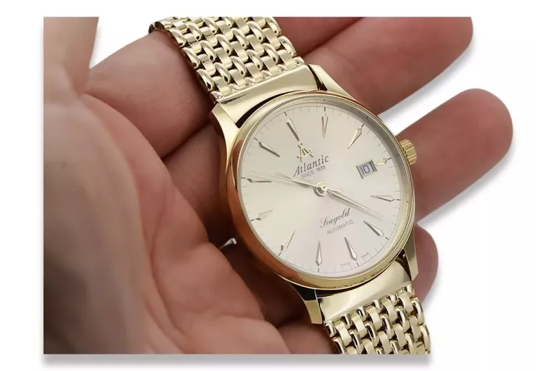 Gold men's watch Geneve ★ zlotychlopak.pl ★ Gold purity 585 333 Low Price!