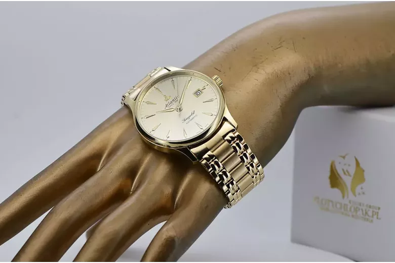 Gold men's watch Geneve ★ zlotychlopak.pl ★ Gold purity 585 333 Low Price!