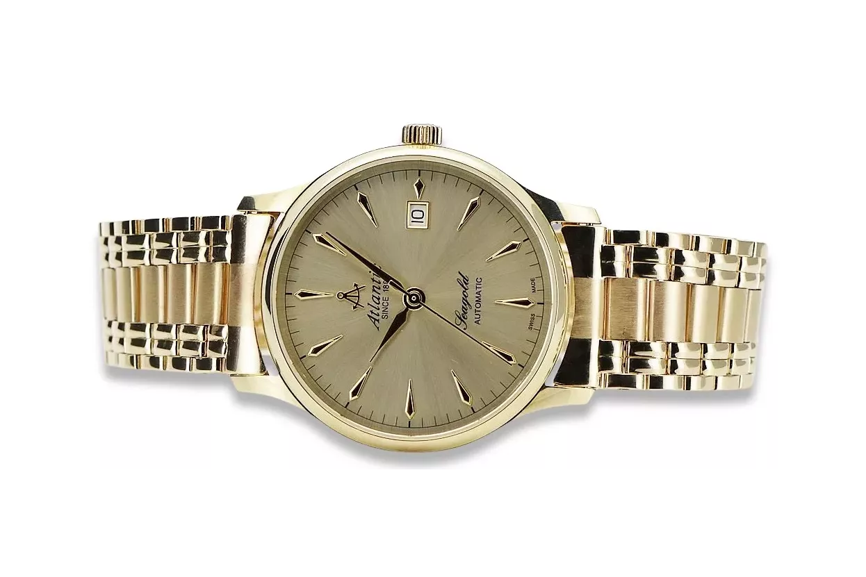 Gold men's watch Geneve ★ zlotychlopak.pl ★ Gold purity 585 333 Low Price!