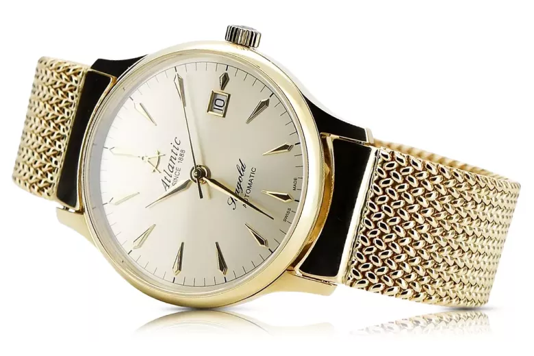 Gold men's watch Geneve ★ zlotychlopak.pl ★ Gold purity 585 333 Low Price!