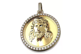 Yellow 14k solid gold beautiful Jezus ikon pendant cgpj004y