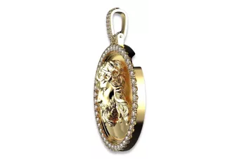 Rosa rosa 14k oro 585 Jesús icono colgante con rubí zircon cgpj004r