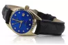 Or jaune 14k Lady Geneve bleu cadran montre lw020ydblz