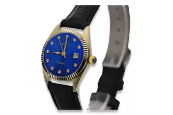 Yellow 14k gold Lady Geneve blue dial watch lw020ydblz