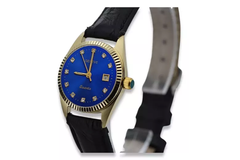 Gold men's watch Geneve ★ zlotychlopak.pl ★ Gold purity 585 333 Low Price!