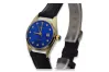 Or jaune 14k Lady Geneve bleu cadran montre lw020ydblz