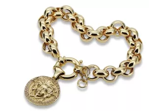 Pulsera ancla de oro amarillo 14k con medusas colgante griego cb009y plcpn049y