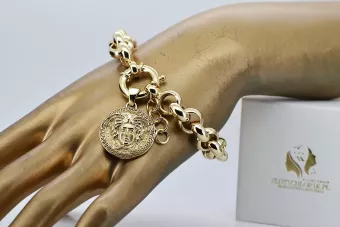 Yellow 14k gold anchor bracelet with jellyfish greek pendant cb009y&cpn049y