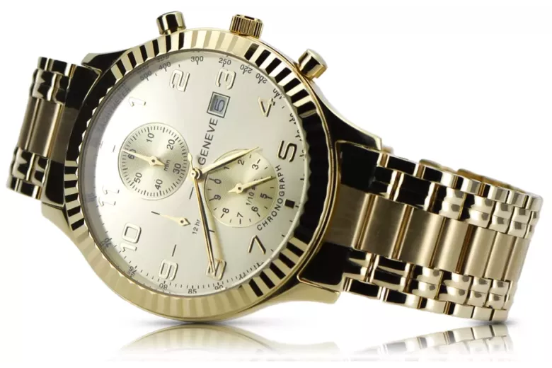 Reloj de oro para hombre Geneve ★ zlotychlopak.pl ★ Pureza de oro 585 333 Precio bajo!