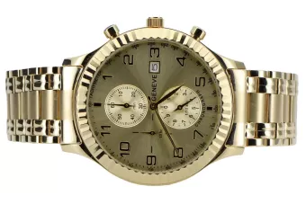 Жовтий 14k 585 золотих чоловіків годинник Geneve mw007y&mbw006yo