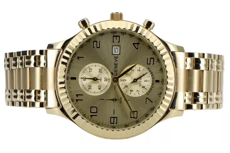 Reloj de oro para hombre Geneve ★ zlotychlopak.pl ★ Pureza de oro 585 333 Precio bajo!