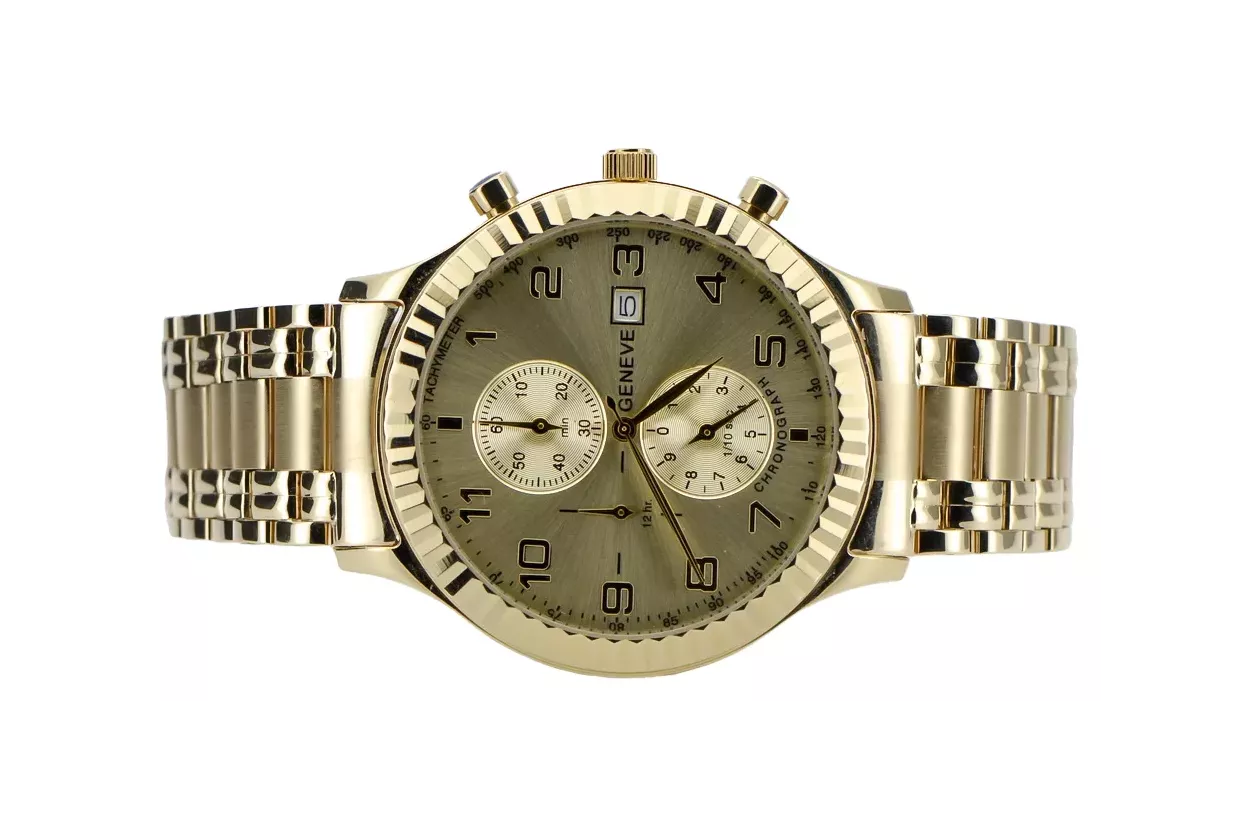 Reloj de oro para hombre Geneve ★ zlotychlopak.pl ★ Pureza de oro 585 333 Precio bajo!