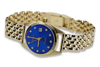 Złoty zegarek z bransoletą damską 14k Geneve lw020ydbl&lbw004y