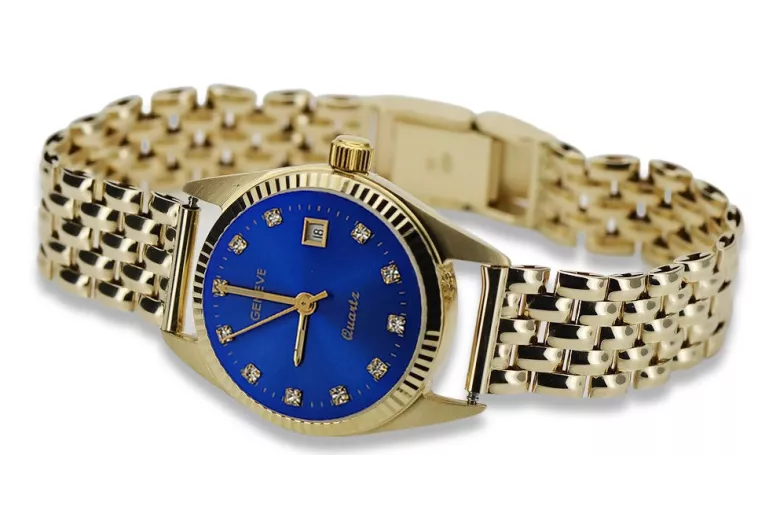 Gold men's watch Geneve ★ zlotychlopak.pl ★ Gold purity 585 333 Low Price!