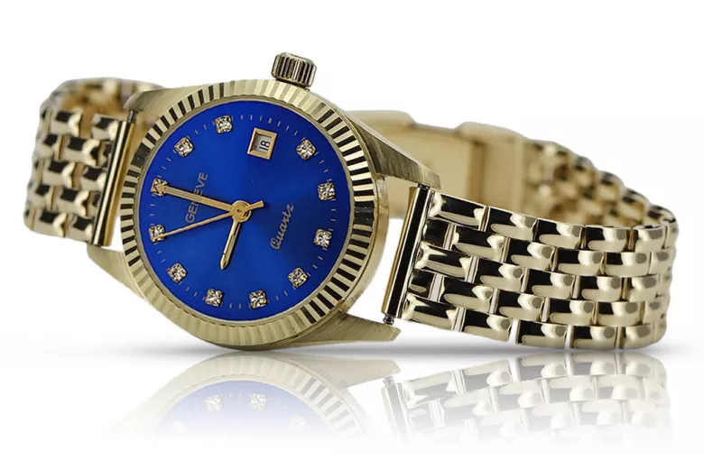 Gold men's watch Geneve ★ zlotychlopak.pl ★ Gold purity 585 333 Low Price!