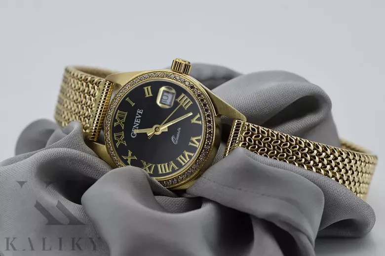 Gold men's watch Geneve ★ zlotychlopak.pl ★ Gold purity 585 333 Low Price!