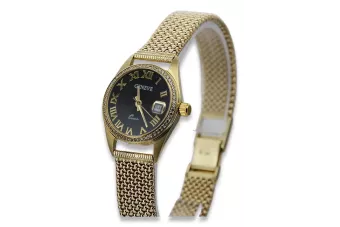 Or jaune 14k Geneve dame 0.25ct Montre diamant lwd078ydbc)