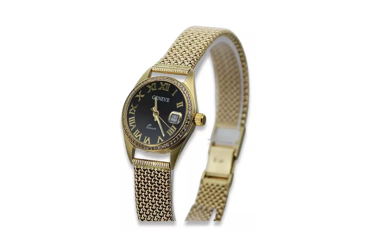 Gold men's watch Geneve ★ zlotychlopak.pl ★ Gold purity 585 333 Low Price!