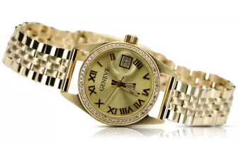 Or jaune 14k Geneve dame 0.25ct Montre diamant lwd078ydgautolbw008y