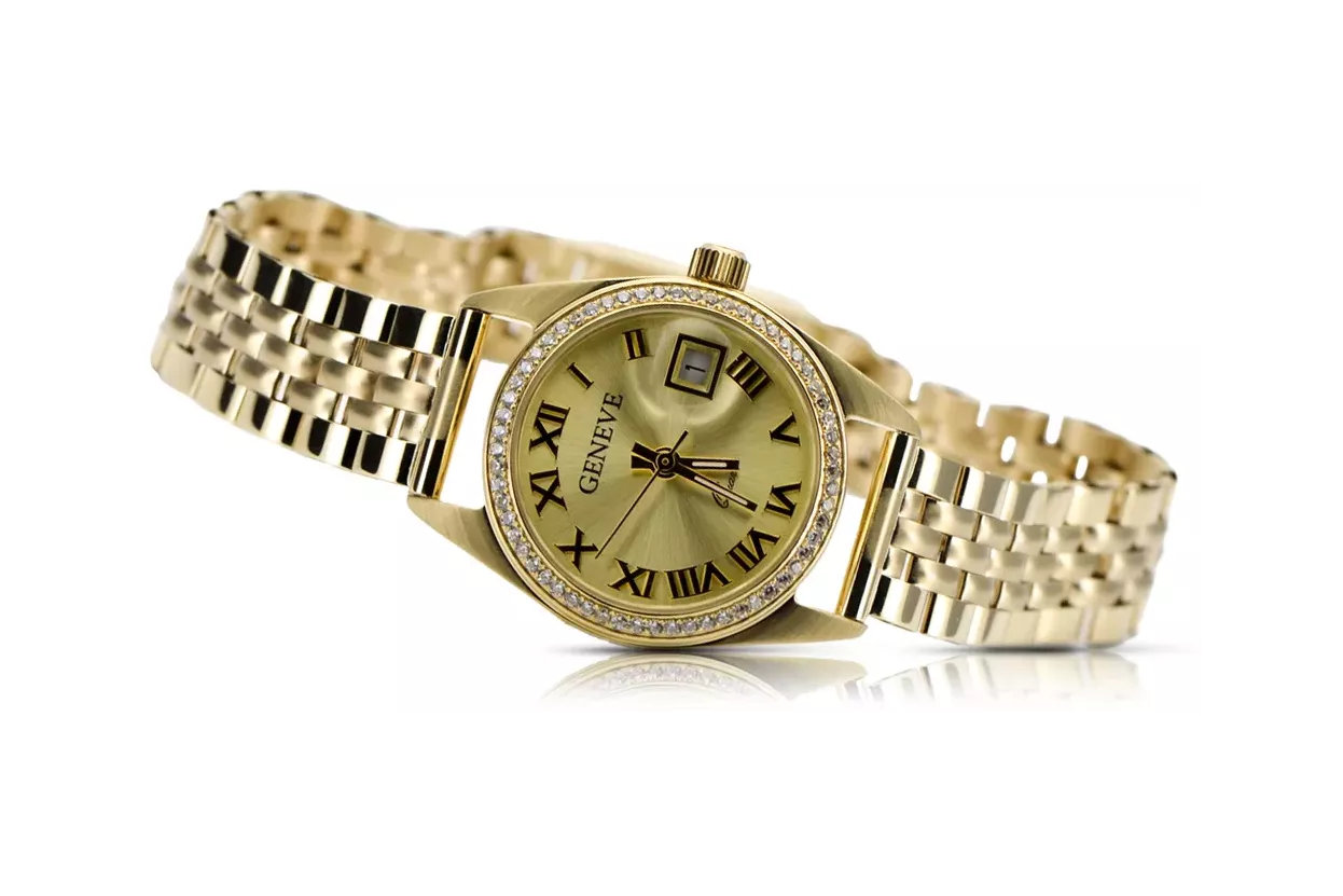 Gold men's watch Geneve ★ zlotychlopak.pl ★ Gold purity 585 333 Low Price!