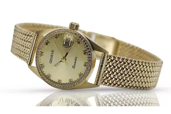 Or jaune 14k Geneve dame 0.25ct Montre diamant lwd078ydyzέlbw003y