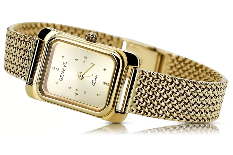 Gold men's watch Geneve ★ zlotychlopak.pl ★ Gold purity 585 333 Low Price!