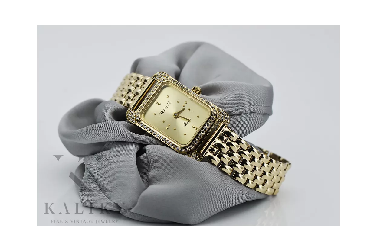 Goldene Herrenuhr Geneve ★ zlotychlopak.pl ★ Gold Reinheit 585 333 Niedriger Preis!