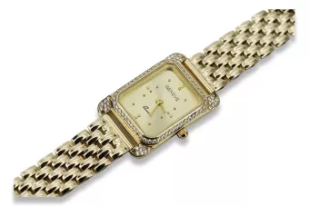 Gelb 14k 585 Lady Armbanduhr Geneve lw054ydg&lbw004y