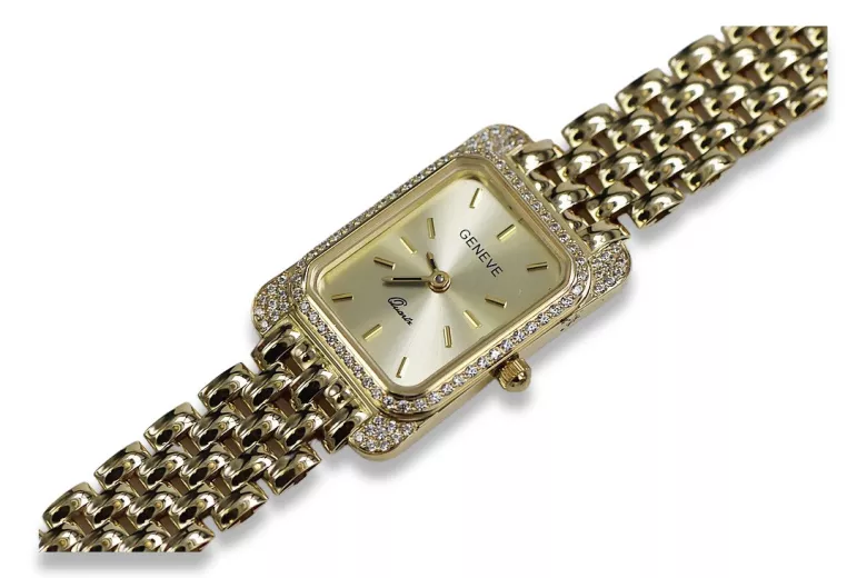 Goldene Herrenuhr Geneve ★ zlotychlopak.pl ★ Gold Reinheit 585 333 Niedriger Preis!