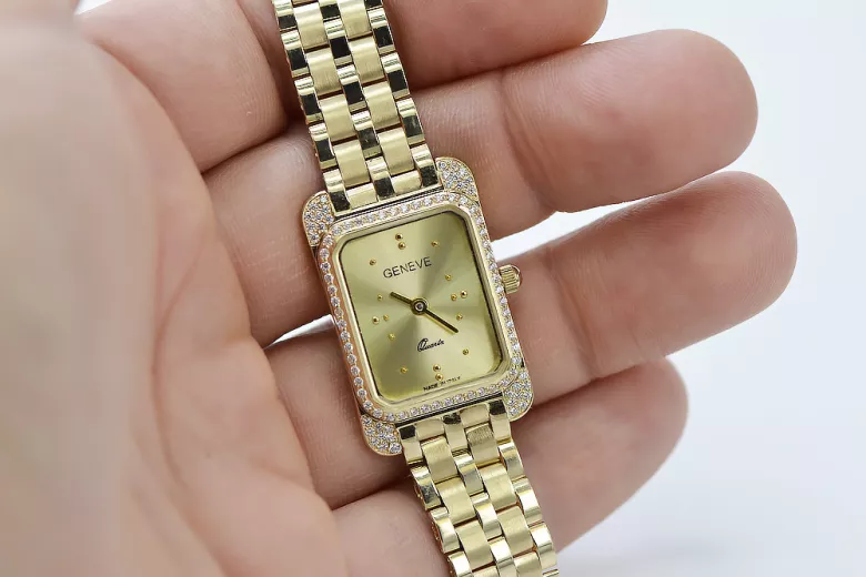 Goldene Herrenuhr Geneve ★ zlotychlopak.pl ★ Gold Reinheit 585 333 Niedriger Preis!