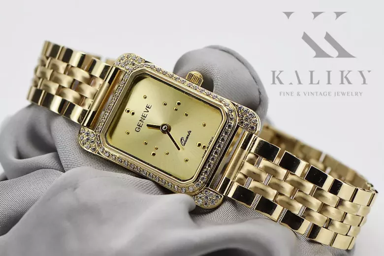 Gold men's watch Geneve ★ zlotychlopak.pl ★ Gold purity 585 333 Low Price!