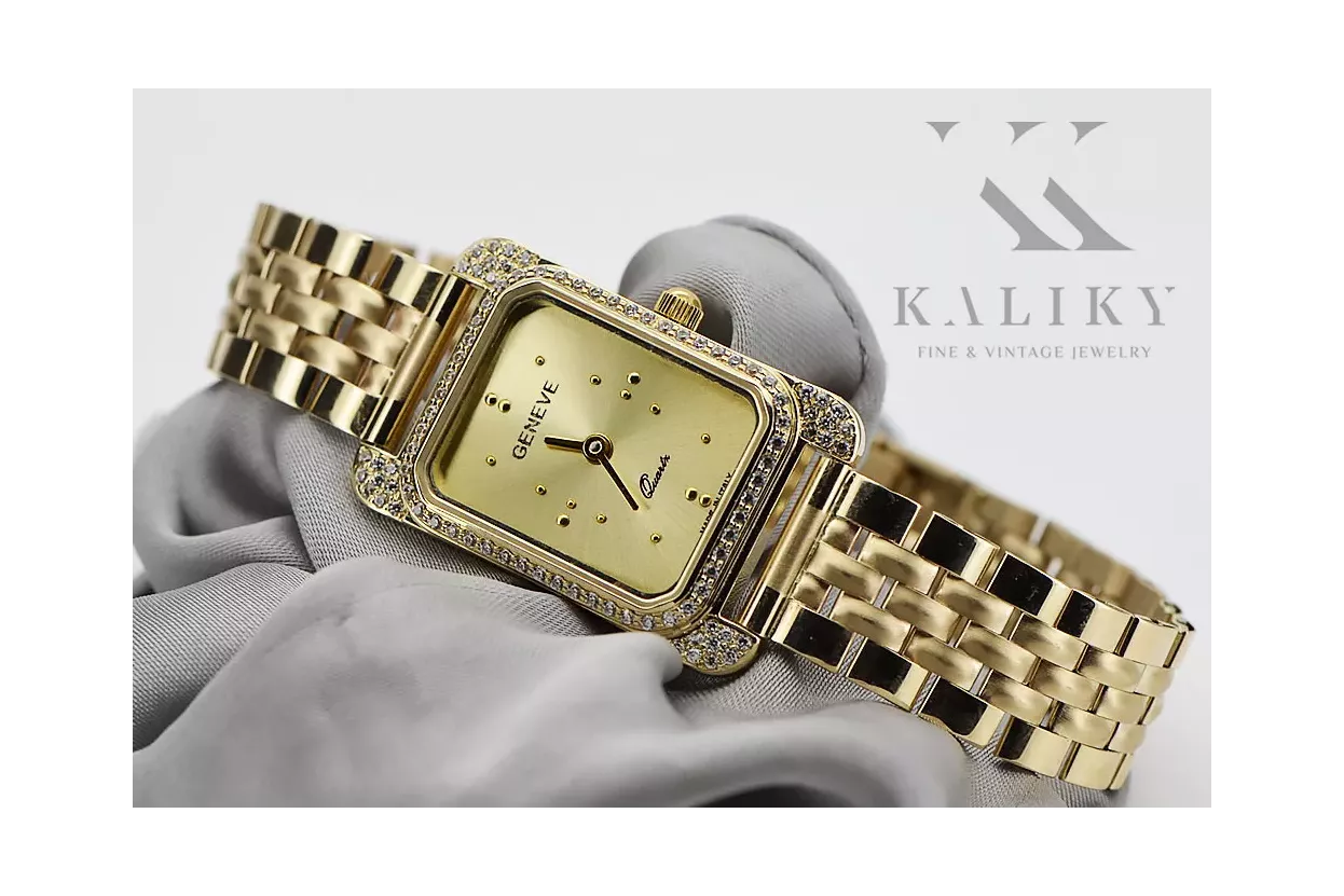 Goldene Herrenuhr Geneve ★ zlotychlopak.pl ★ Gold Reinheit 585 333 Niedriger Preis!