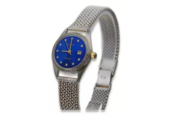 Wellow 14k 585 gold lady wristwatch Geneve watch with blue dial lw078wdblz&lbw003w