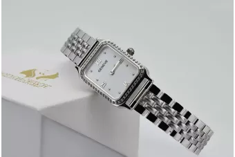 Белият 14k 585 златен Lady Geneve ръчен часовник lw055wdw&lbw008w