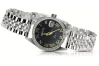 Reloj de pulsera para dama Geneve Diamond en oro blanco de 14 k con esfera negra lwd078wdbc&lbw008w