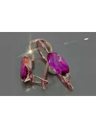 Boucles d’oreilles en or rose soviétique russe 14k 585 vec011 alexandrite rubis émeraude saphir ...