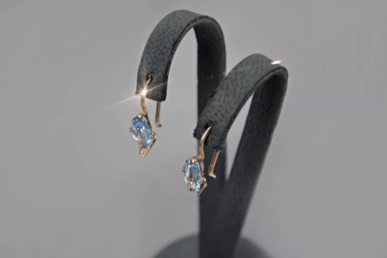 Boucles d’oreilles en or rose soviétique russe 14k 585 vec011 alexandrite rubis émeraude saphir ...