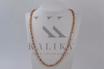 Łańcuszek z czerwonego różowego złota 14k 585 Corda Figaro cc004r